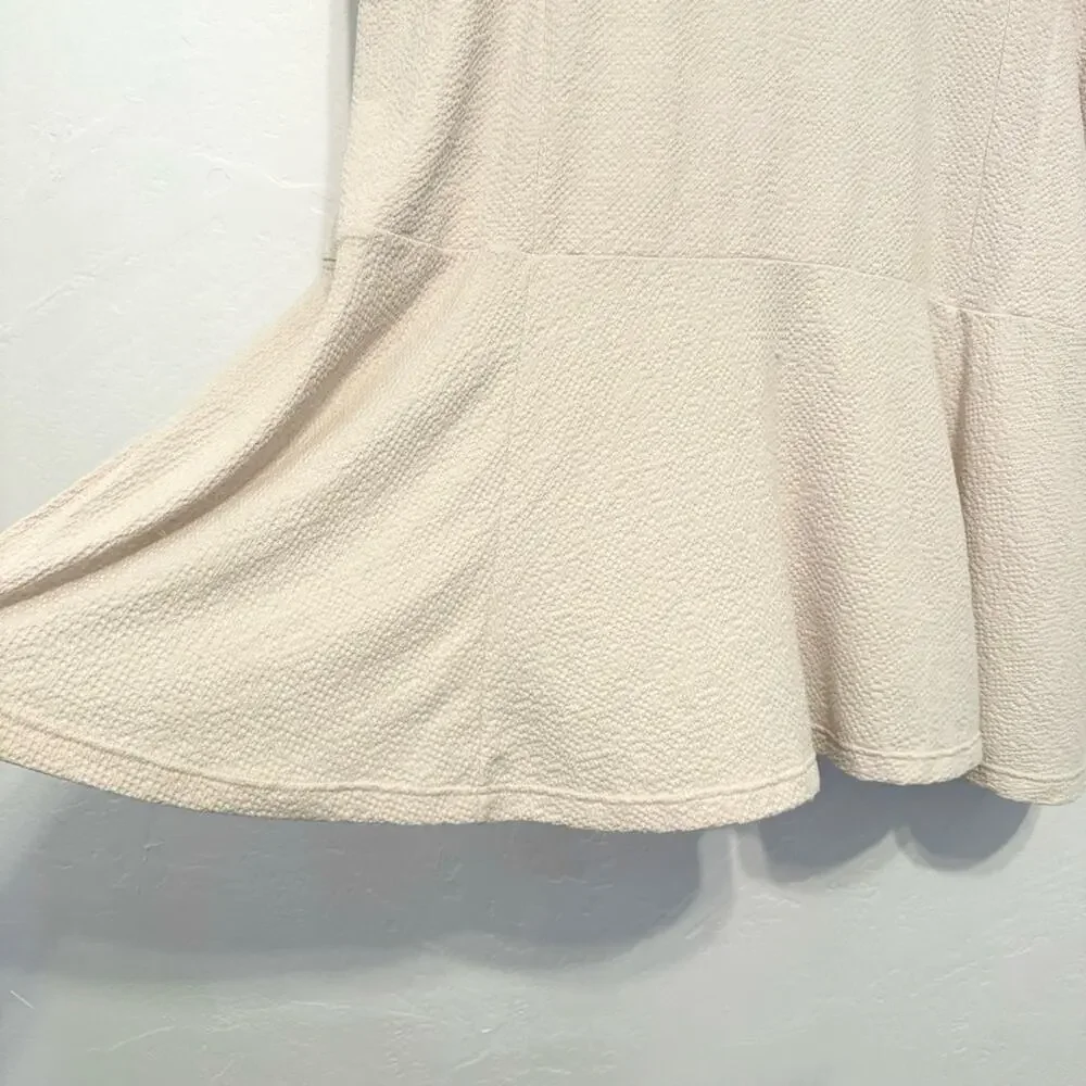 NWT Free People Beach Cowl Button Neck Gauze Oversized Cover Up Dress Beige XS/S